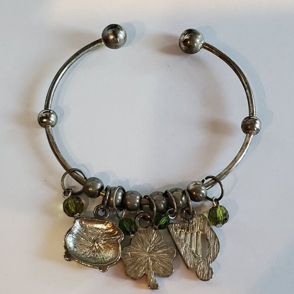 Vintage St Patrick's Day Ireland Irish Charm Bangle Bracelet Silver - Picture 7 of 8